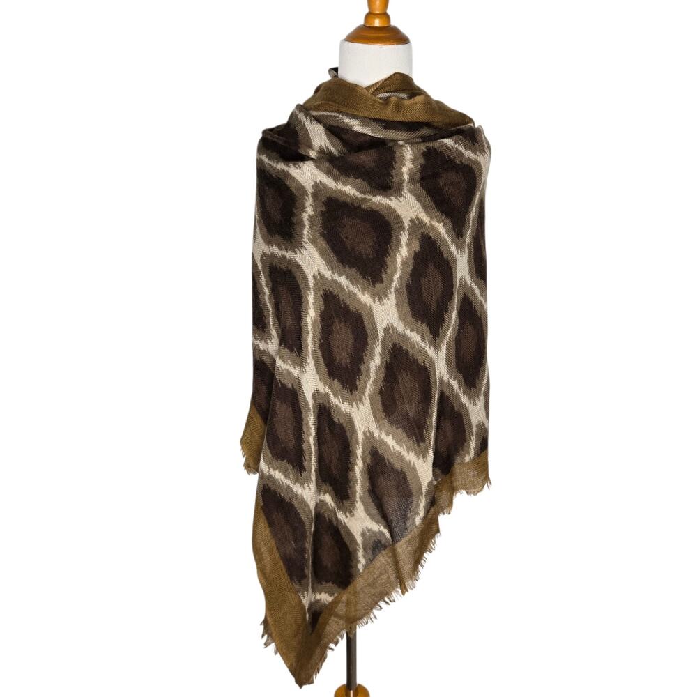 Gerard Darel Paris Raquel Wrap Scarf Wool Cashmere Quiet Luxury Neutrals Brown